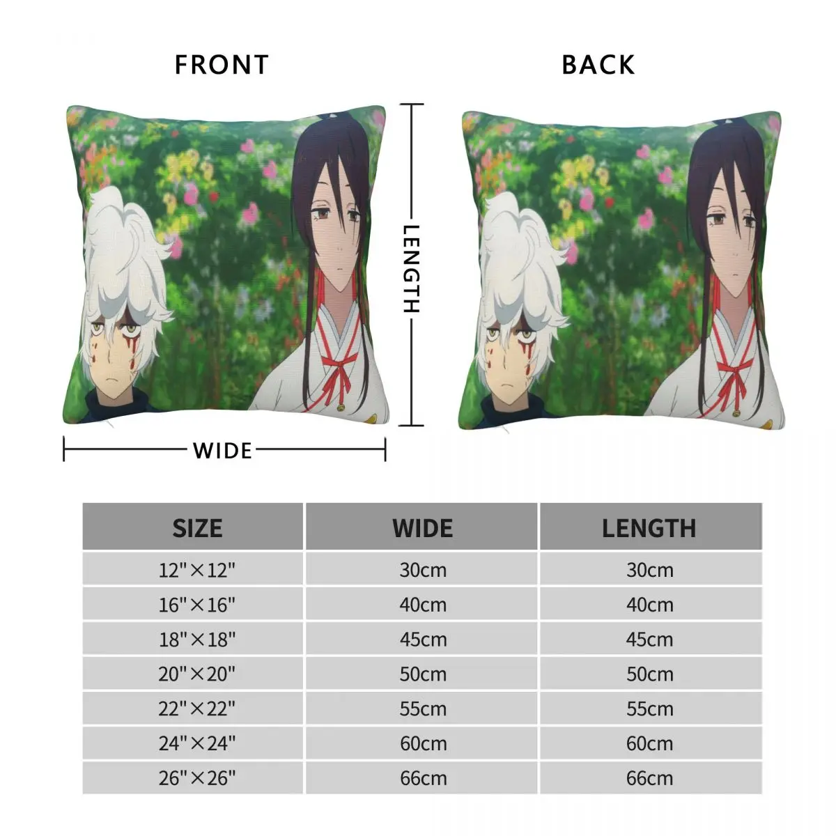 Adventure Anime Hell's Paradise Square Pillowcase Cushion Cover Pillow Case Throw Pillow Cover for Home Bedroom Car