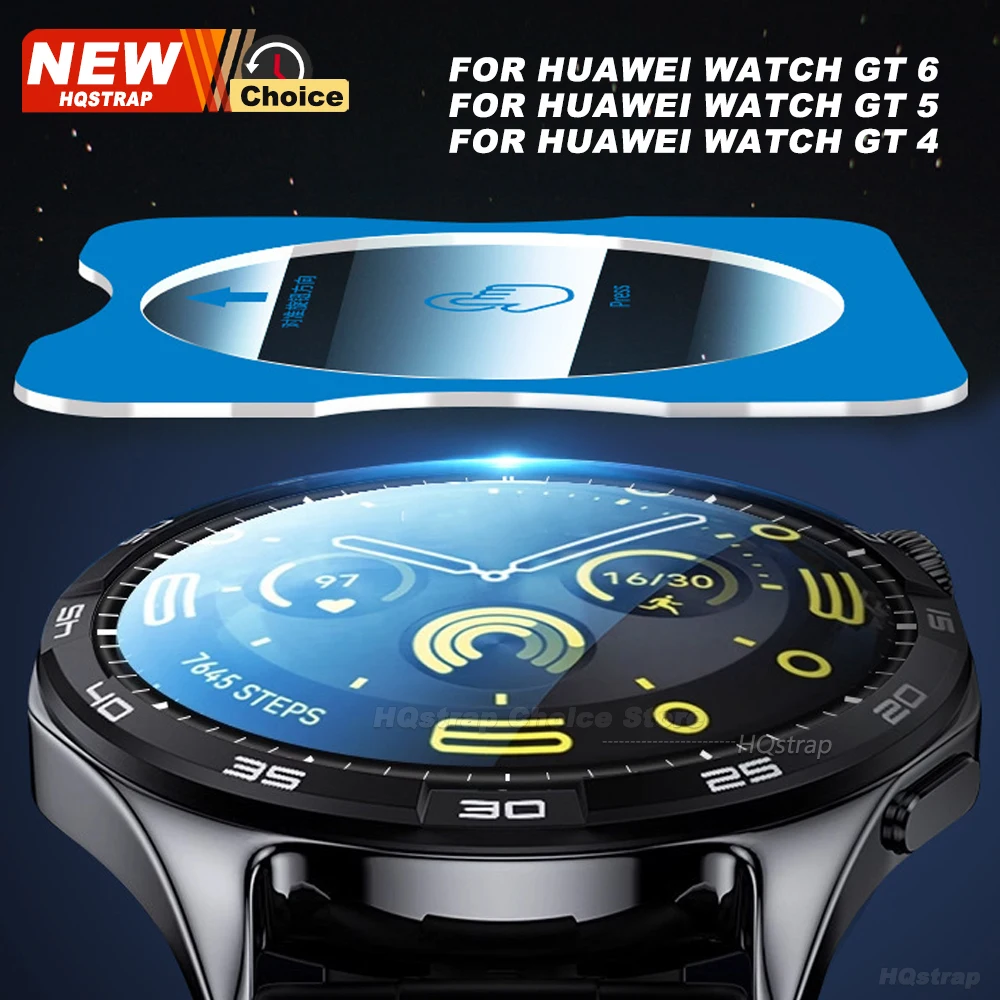 Neues gehärtetes Glas für Huawei Watch GT 5 Pro 4 46 mm GT6pro Ein-Klick-einfach zu installierendes Werkzeug Displayschutzfolie Smartwatch-Zubehör