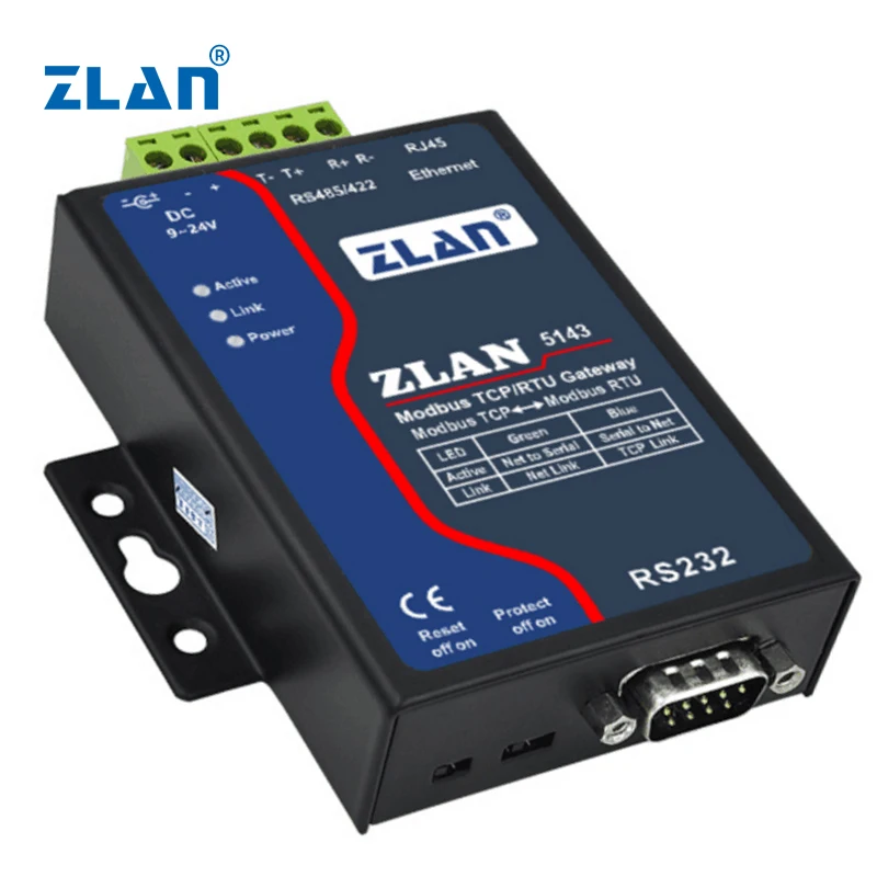 ZLAN5143 RS232อัตรา Baud RTU Modbus Serial Converter