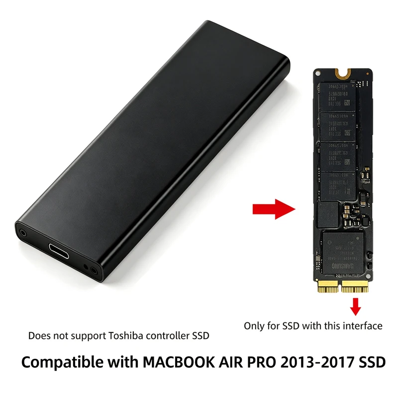 USB 3.2 Gen2 10Gb Typ-C SSD-Gehäuse für MacBook 2013-2017 A1466/A1465/A1398/A1425 12+16Pin SSD Aluminium Tragbares SSD-Gehäuse – Detail 7