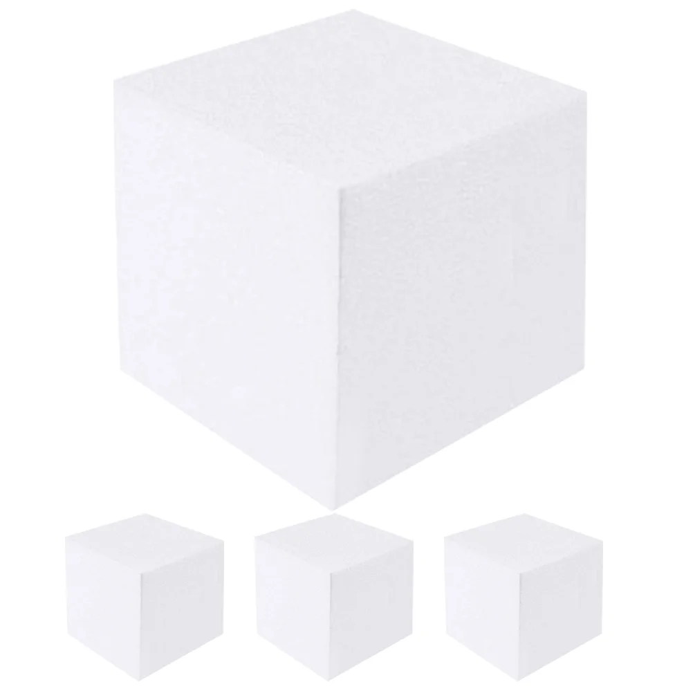 

4 Pcs Cake Dummy Foam Model 10cm x 10cm Craft Squares Reusable Faux Wedding Cake Practice Decor Molds Creative Shaped Fake