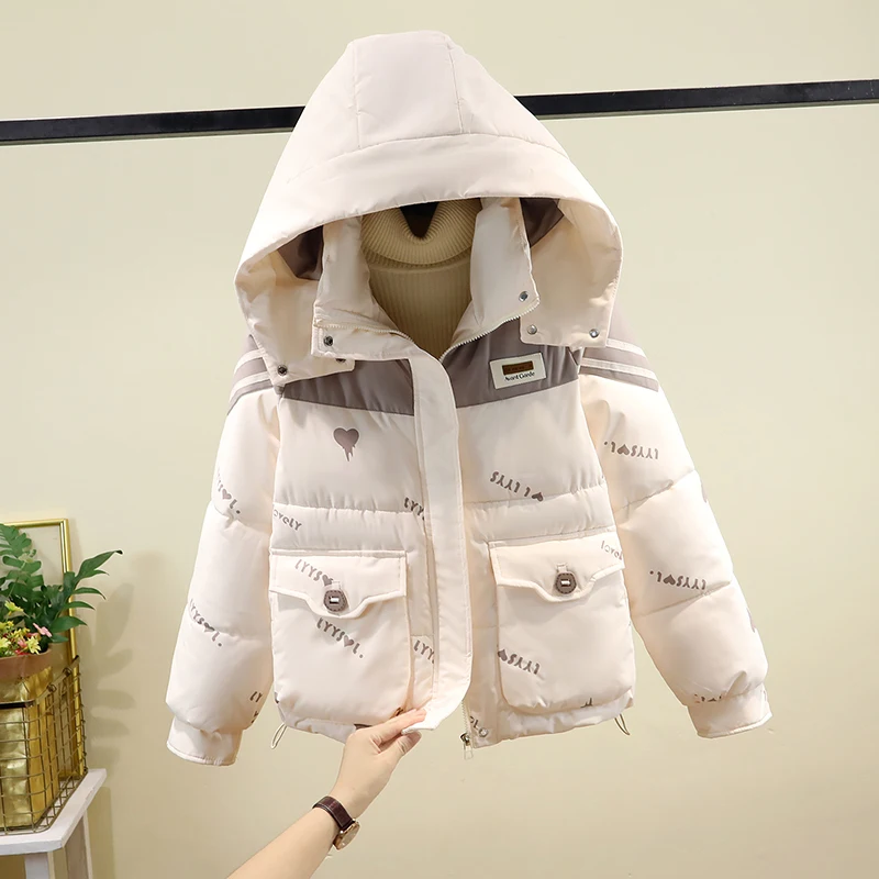 

Женское зимнее хлопковое пальто Love Heart Down, новинка 25th, свободное хлопковое пальто Thiened ort Faionable с капюшоном на молнии