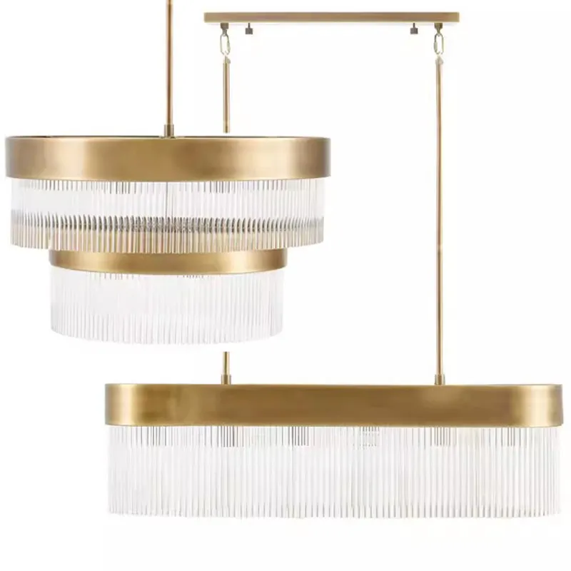 

2026 New Natural Copper Finish Glass Pendant Lamp Round Dimmable Ceilings Lustre for Hotel Restaurant Bar Living Room