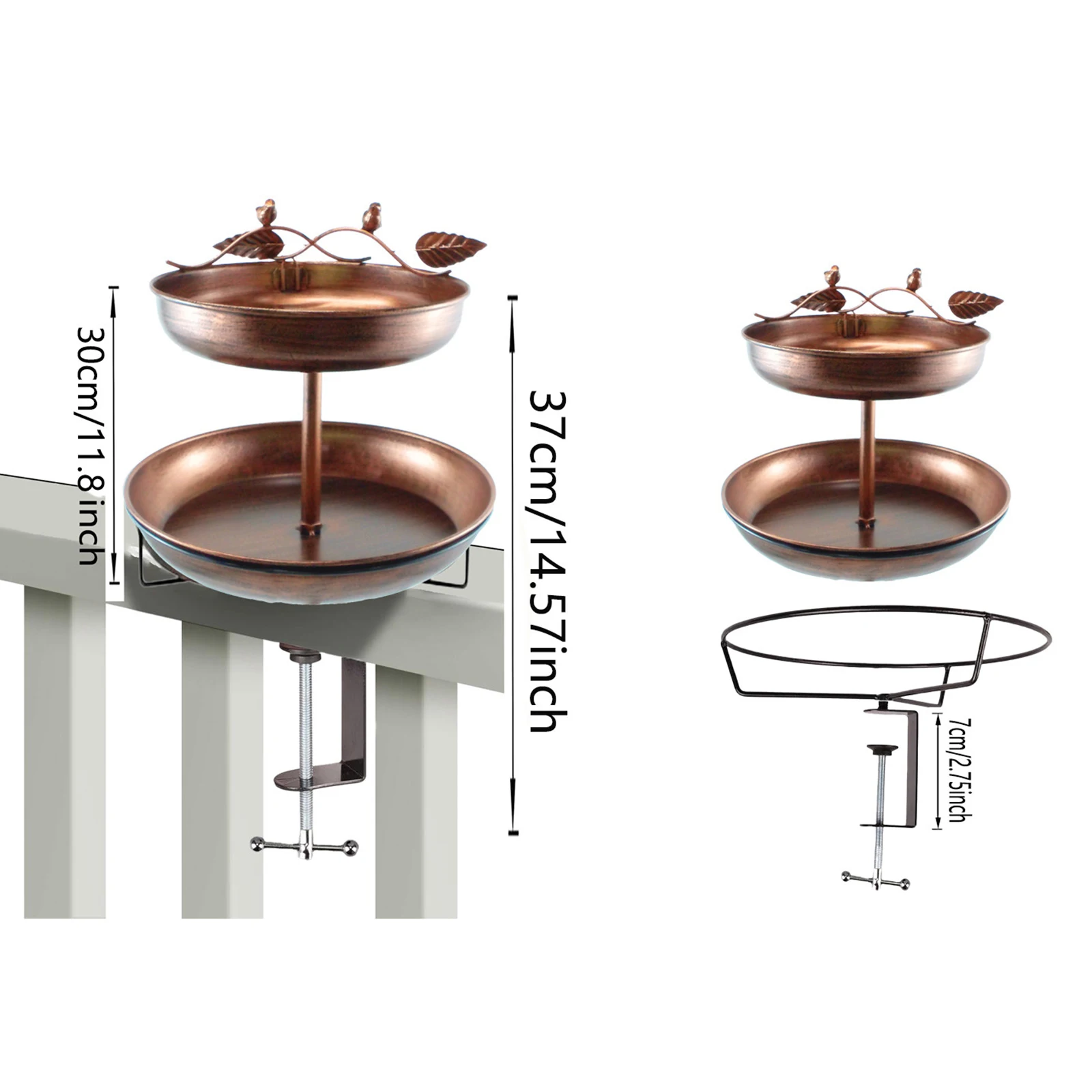 

Двухуровневая уличная кормушка для птиц на перила, балкон, забор, для двора, сада, декоративная