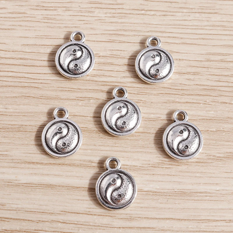 30pcs 9x13mm Cute Alloy Tai Chi Yin Yang Charms Pendants for Jewelry Making Necklaces Earrings Bracelets DIY Crafts Accessories