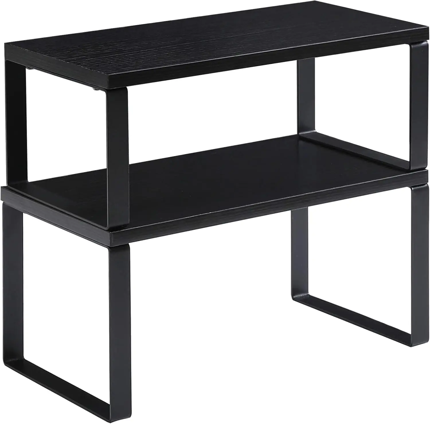 

Countertop Shelf Organizer Set of 2, Kitchen Spice Racks Stackable, Storage for Cupboard Sink Pantry Bathroom, Black Metal