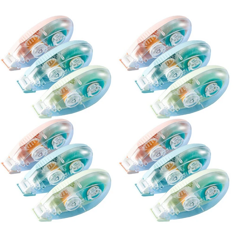 

12 Pack Double Sided Tape Roller 3 Colors Scrapbook Tape Adhesive Roller Tape For Scrapbooking Tape Runner