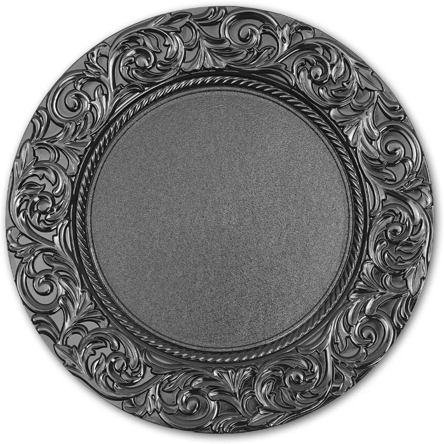 

100 шт. круглые тарелки для зарядного устройства, 13 дюймов, многоразовые свадебные зарядные устройства, набор тарелок с блестящей текстурой, сервировочная тарелка для обеденной вечеринки