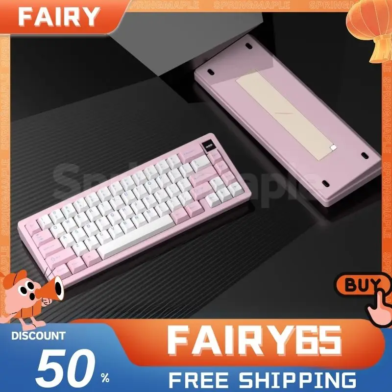 Fairy65 Mechanical Keyboard Double Mode Aluminium Alloy Keyboard KitWired Bluetooth Gaming Keyboard Customized PC Accessories