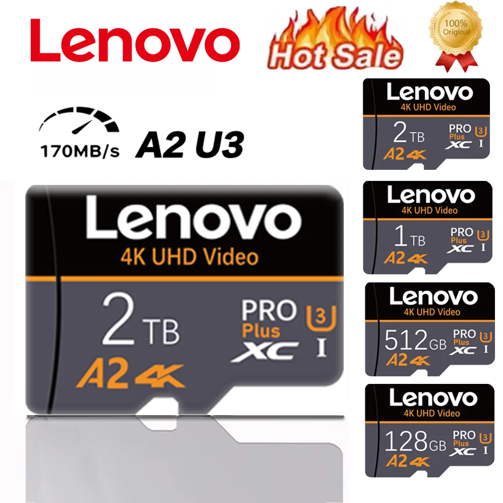 Lenovo Memory Card 2TB 1TB A2 Class10 Mini SD Card 512GB 256GB TF Flash Card 128GB For Nintendo Switch Phone Car Device Monitor