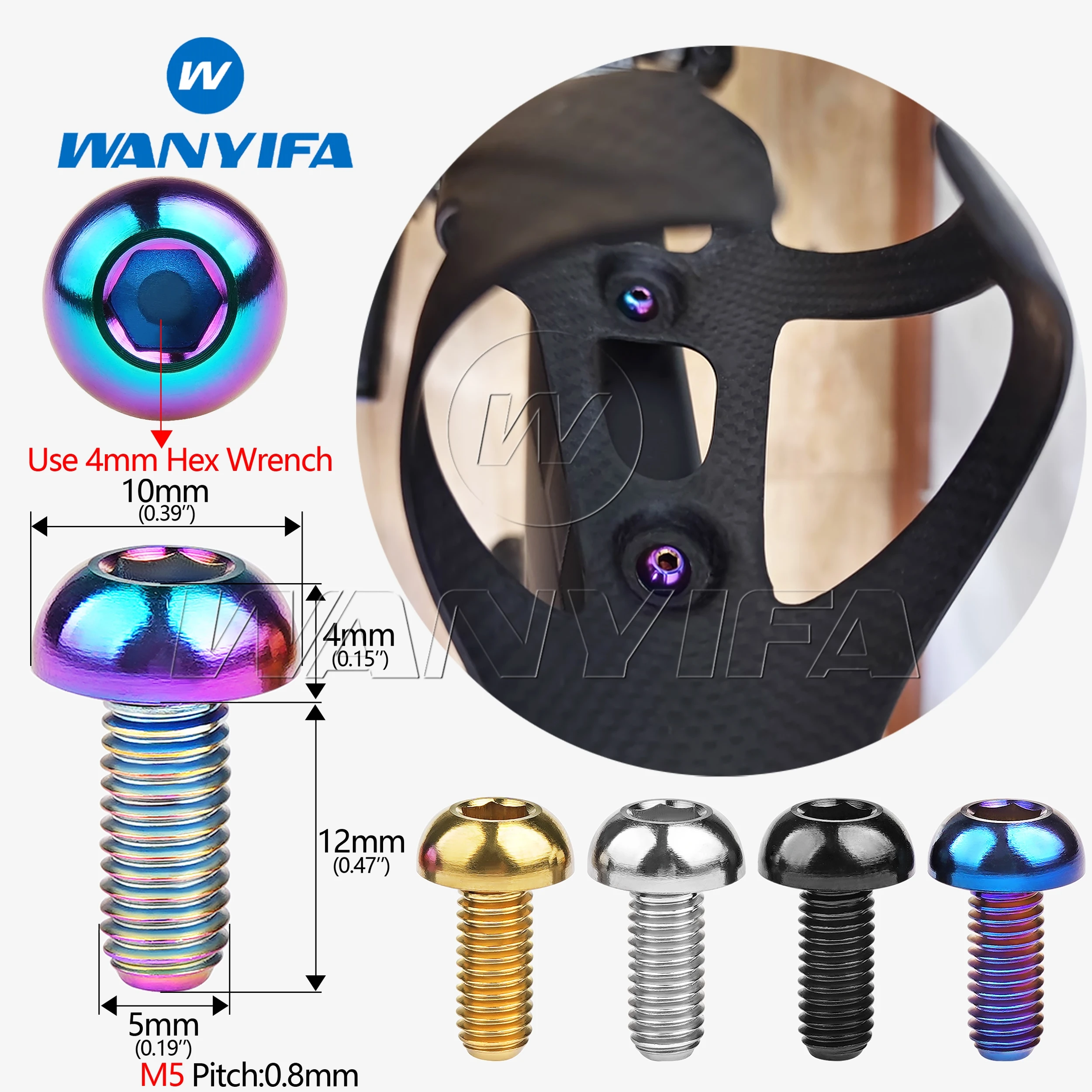 Wanifa Titanium GR5 M5x12mm Allen Bolts are Used for Bicycle Brake Water Shell Rack Housing Screws