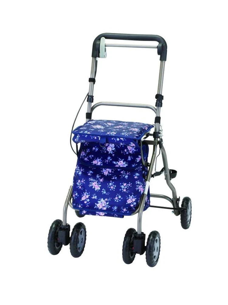 Elderly scooter trolley can sit foldable grocery shopping storage aluminum alloy shopping assistant driving