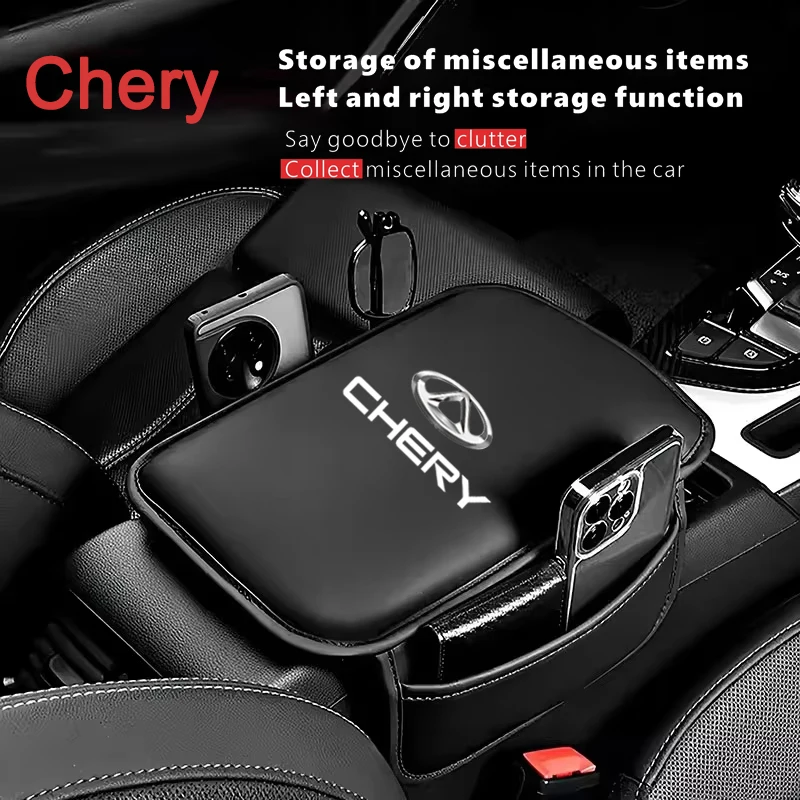 Almofada de armazenamento para descanso de braço de carro pu, caixa de apoio de braço, capa protetora para chery tiggo 7 pro 8 4 5 3 2 t11 5x amuleto fu qq iq fulwin