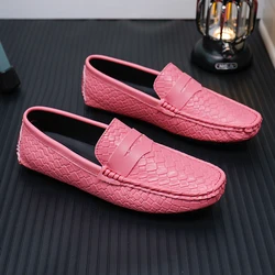 Yellow Pink Mens Fashion Dress Shoes Evening Moccasins Loafer Plus Size 46 47 48 Formal Dressing Loafers Youth Wedding Shoes