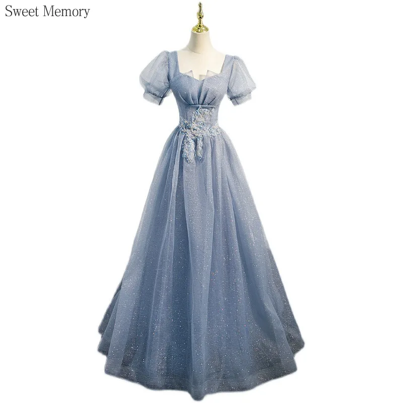 

N1152 Luxury Evening Dresses Floor Length Banquet Gown Sweet Memory Fashion Vestido Women Short Sleeves Wedding Party Dress