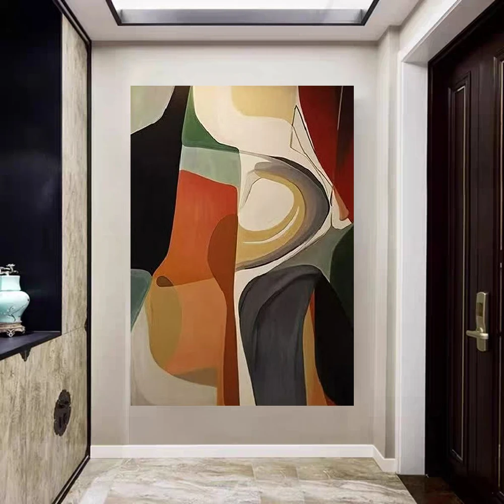 

Современные домашние выставки Morandi, абстрактные цветные блоки, холст, картины маслом, настенные художественные картины, украшение для гостиной, спальни, панель