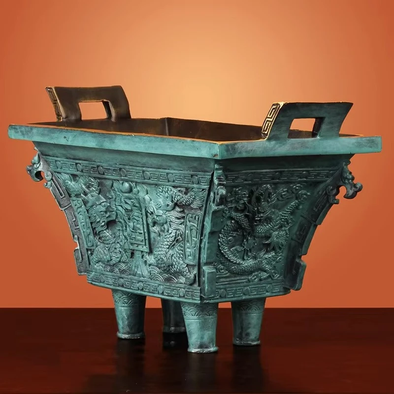 Office Feng Shui Business Lucky Decoration, Chinese Bronze Tripod Fortune Feng Shui