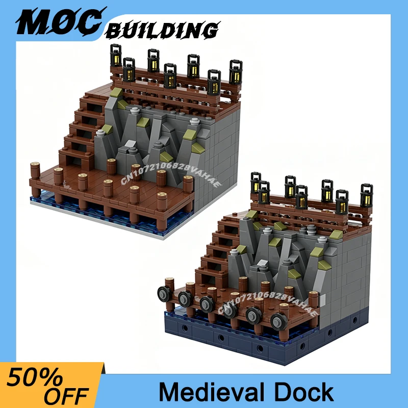 

MOC Building Blocks Modular Medieval Dock Model DIY Assemble Bricks Mini Creative Street View Toys Collection Display Gifts