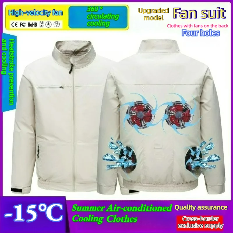 

4 Fan Jacket Smart Air Conditioned Cooling Clothing Men Fishing Sun Protection Uniform Labor Protection Heat Resistant Workwear