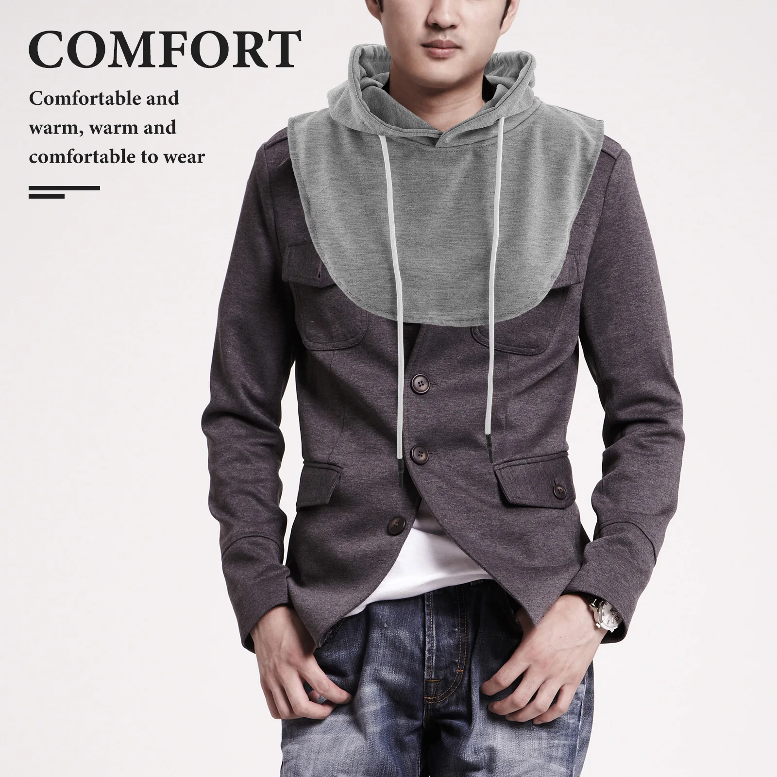 

Decorative Pullover Hoodie Has Fake Collar Coat Replacement for Women Detachable False Decorate
