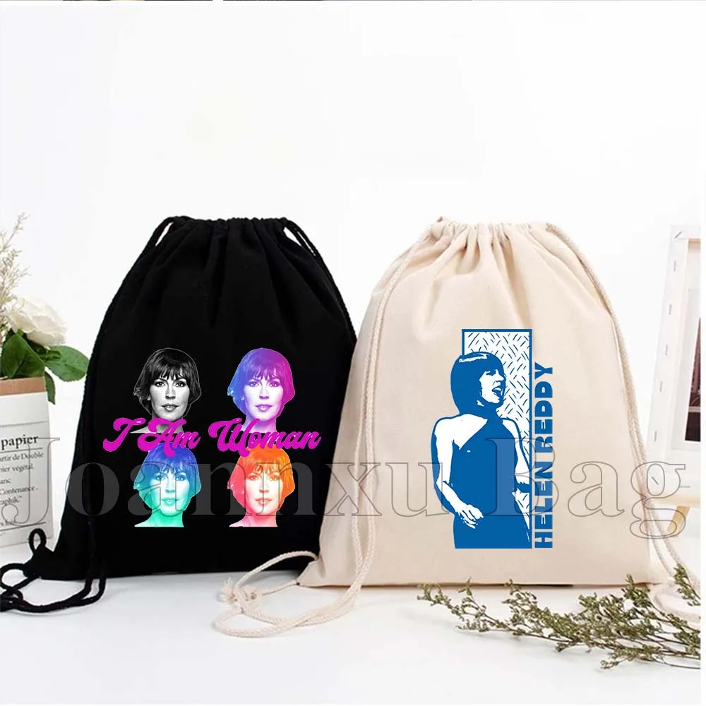

Helen Reddy I Am Woman Music Artist Cute Gifts Canvas Drawstring Soccer Backpack Gym Sackpack String Bag for Hiking Sports Yoga