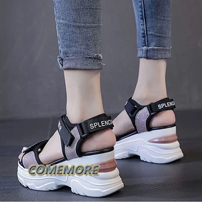 Platform Sports Sandals for Women Summer 2024 Fashion Casual Ladies Shoes Wedge Heel Soft Sole Beach Fish Mouth Student Non-slip