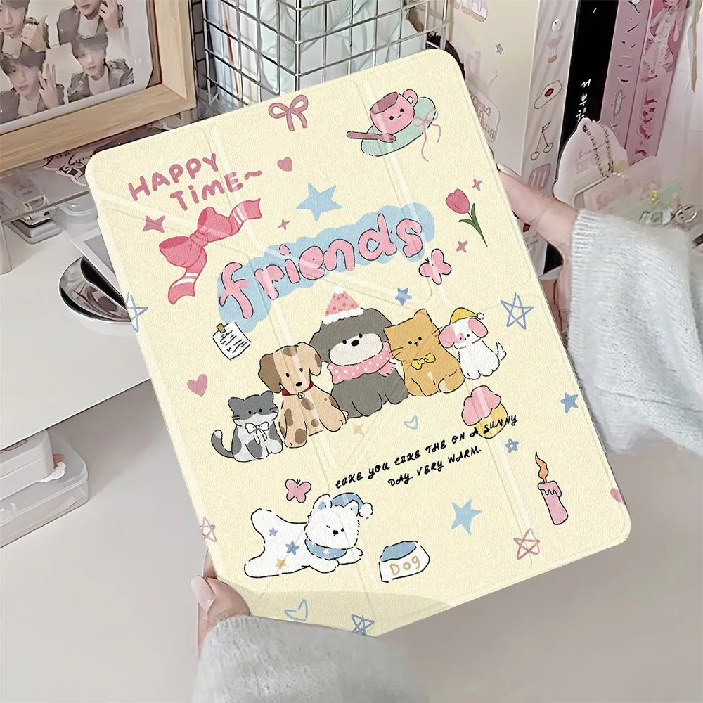 Cute Cartoon Clear Y-fold Cover For iPad Air 13 11 M4 M3 M2 2026 2025 2024 Mini 7 6 iPad 11th 10th Gen Air 3 2 1 5 4 Holder Case