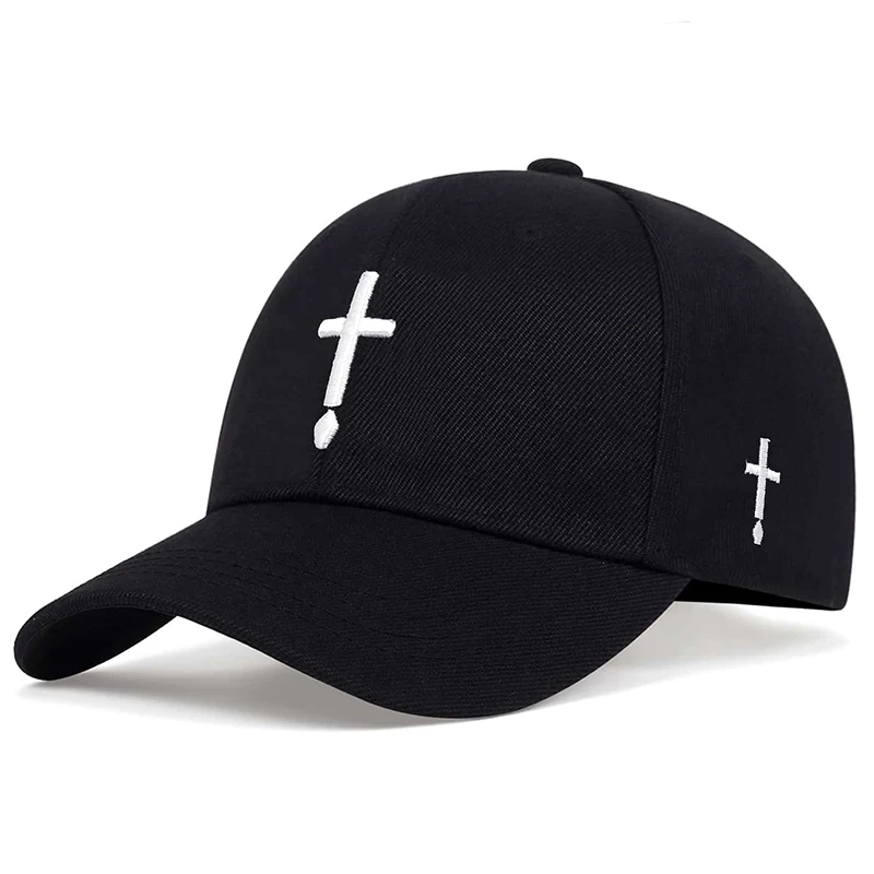 Unisex Einfache Baseballkappen mit Kreuz- und Wassertropfen-Stickerei für Frühling und Herbst, Verstellbare Freizeitmütze, Sonnenschutzhut – Detail 2