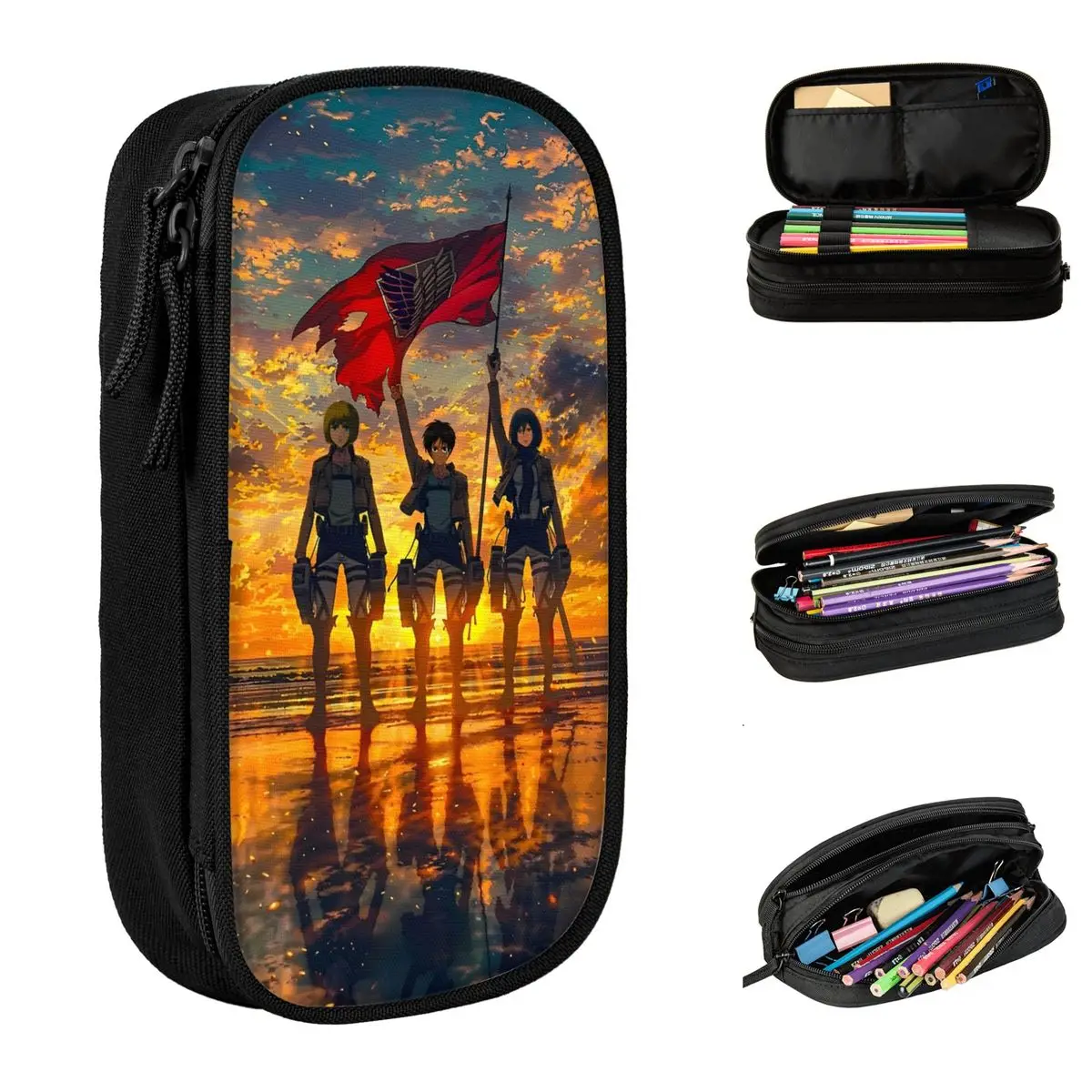 リヴァイ・アッカーマン人気アニメ鉛筆ケース子供かわいい鉛筆バッググラフィックスクール鉛筆ケース文具オーガナイザー誕生日プレゼント