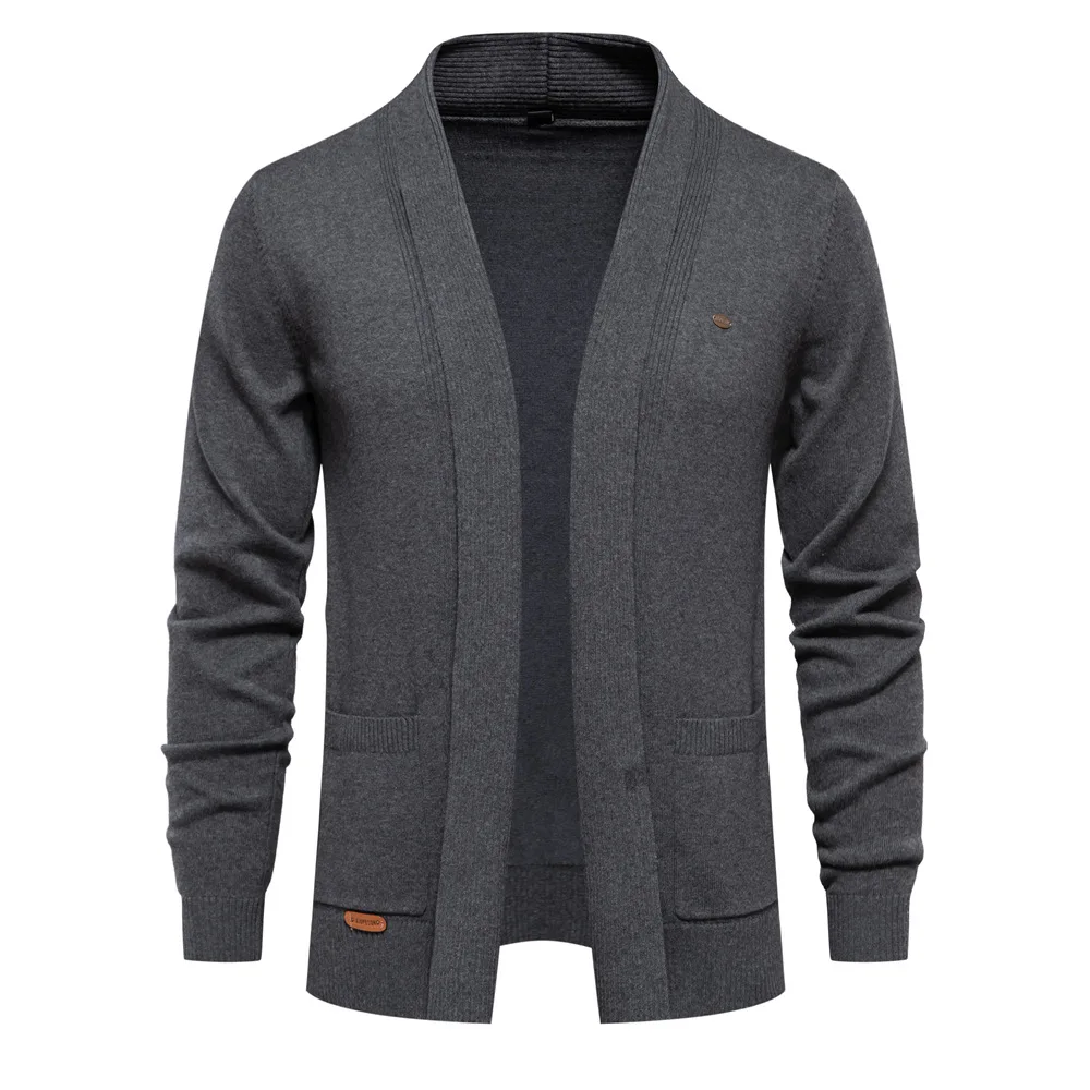 

New Fashion Autumn Winter Men's Solid Color Casual Business Trendy Long Sleeve Knitted Sweater Cardigans Male Clothes Coats Tops