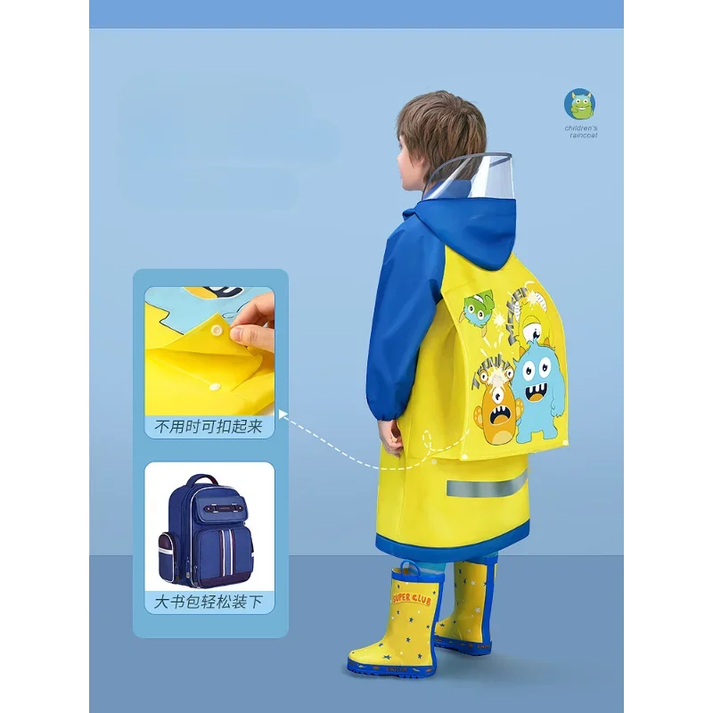 Waterproof Kids Raincoat Children Rain Coat Rainwear Windproof Rainsuit Cartoon Animal Style Student Poncho