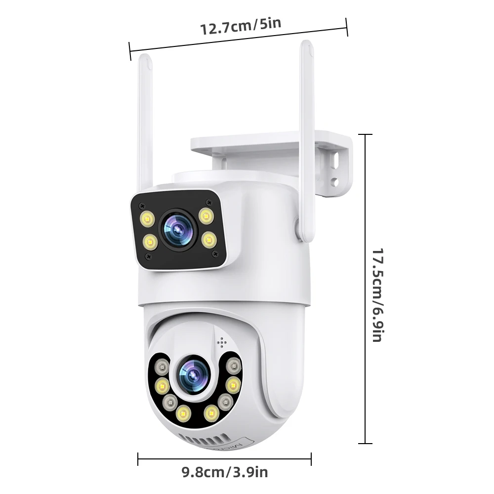 Dubbele Lens Beveiligingscamera Hd 6mp Wifi Buitenbeveiliging Bewakingscamera Ptz Ip Ai Menselijk Detecteren Cctv Camera 4x Digitale Zoom