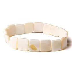 Square Natural White Shell Beaded Bracelet Mother Of Pearl Shell Bracelets For Women Men Summer Sea Beach Party Jewelry