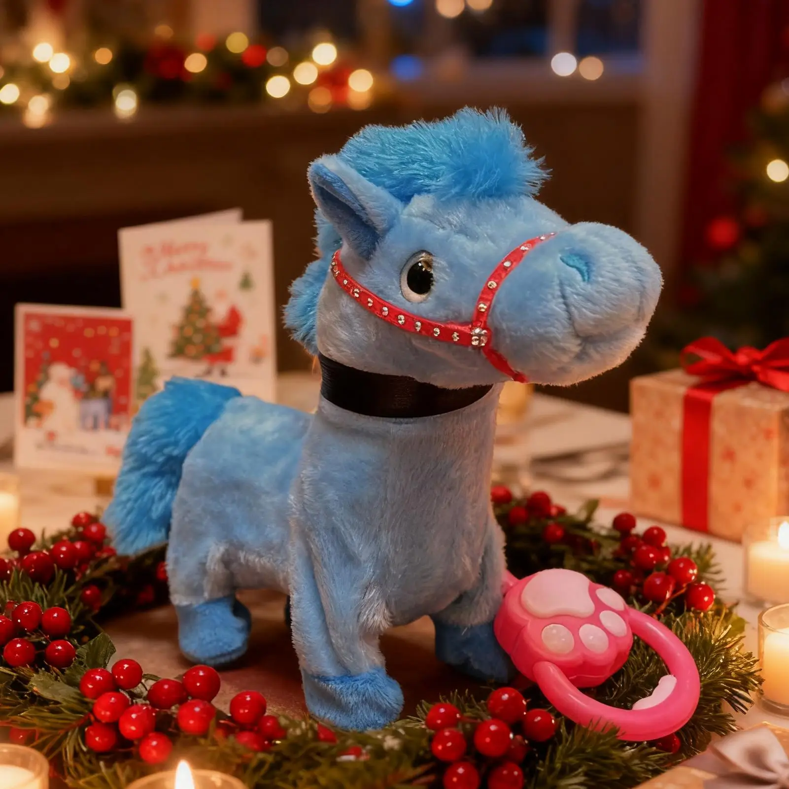 Para sala de estar brinquedo eletrônico cavalo realista calmante interativo crianças brinquedo elétrico andando cavalo para pré-escolares adolescentes