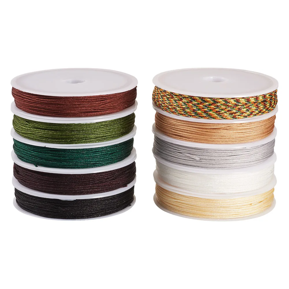 

0.8mm Mix Colors Polyester Cord Chinese Knotting Cord for Bracelet Craft Ornaments Holiday DIY Jewelry Making Accessories 10roll