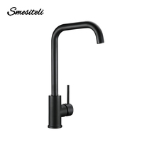 Matte Black Kitchen Faucet Brass 360 Degree Single Handle Kitchen Sink Mixer Hot & Cold Water Tap Deck Mounted