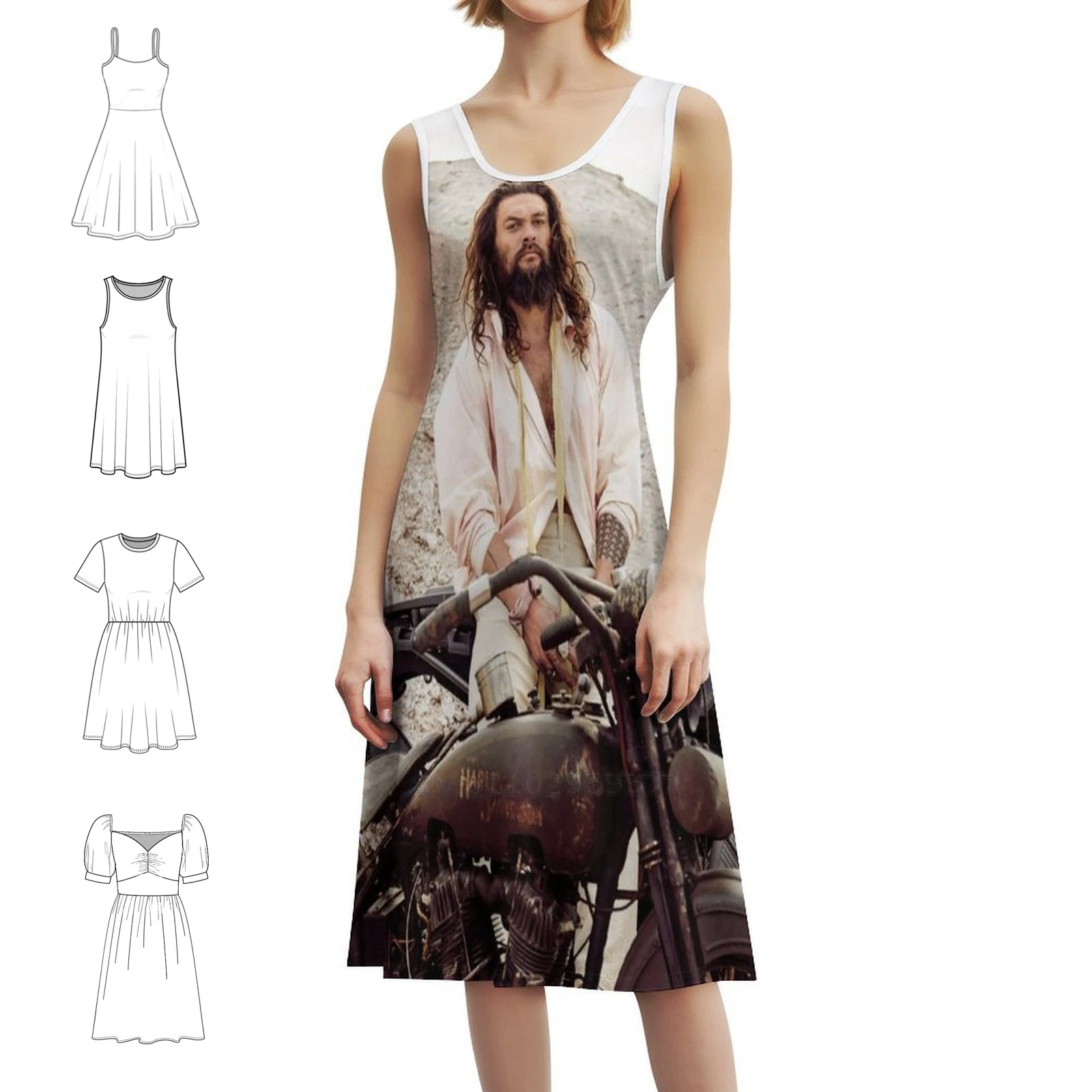 

Jason Momoa Illustration Preppy Style Mini Dress For Women A-Line Loose Fit Casual Day Dress Jason Momoa Wallpaper Jason Momoa