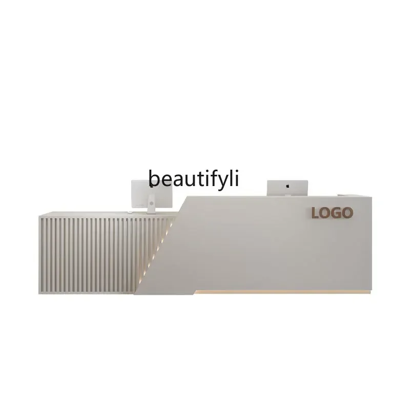 Modern Company Simple Bar Counter Barber Shop Front Desk Beauty Salon Cashier Desk New Chinese Paint Reception Desk Counte