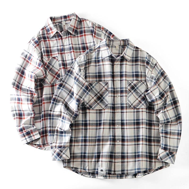 

Classic Cheered Long Sve Men's irt Sle Retro Artistic Floing Cotton Casual Loose Fit Autumn Wear