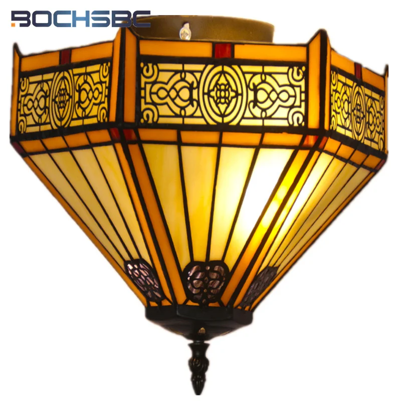 BOCHSBC Tiffany stained Glass Ceiling Lights Vintage style decorative living room Dining room Den Bedroom ceiling lights