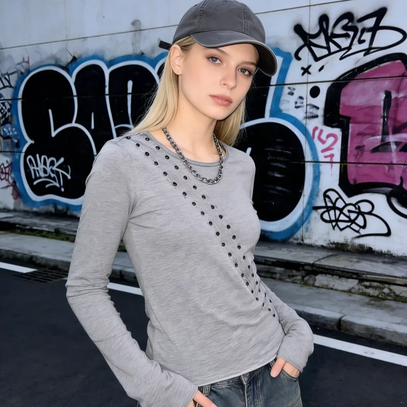 

Футболка женская с длинным рукавом, облегающая, сексуальная, в стиле Y2K, дизайн Sweet Spicy Girl, ранняя осень 2026