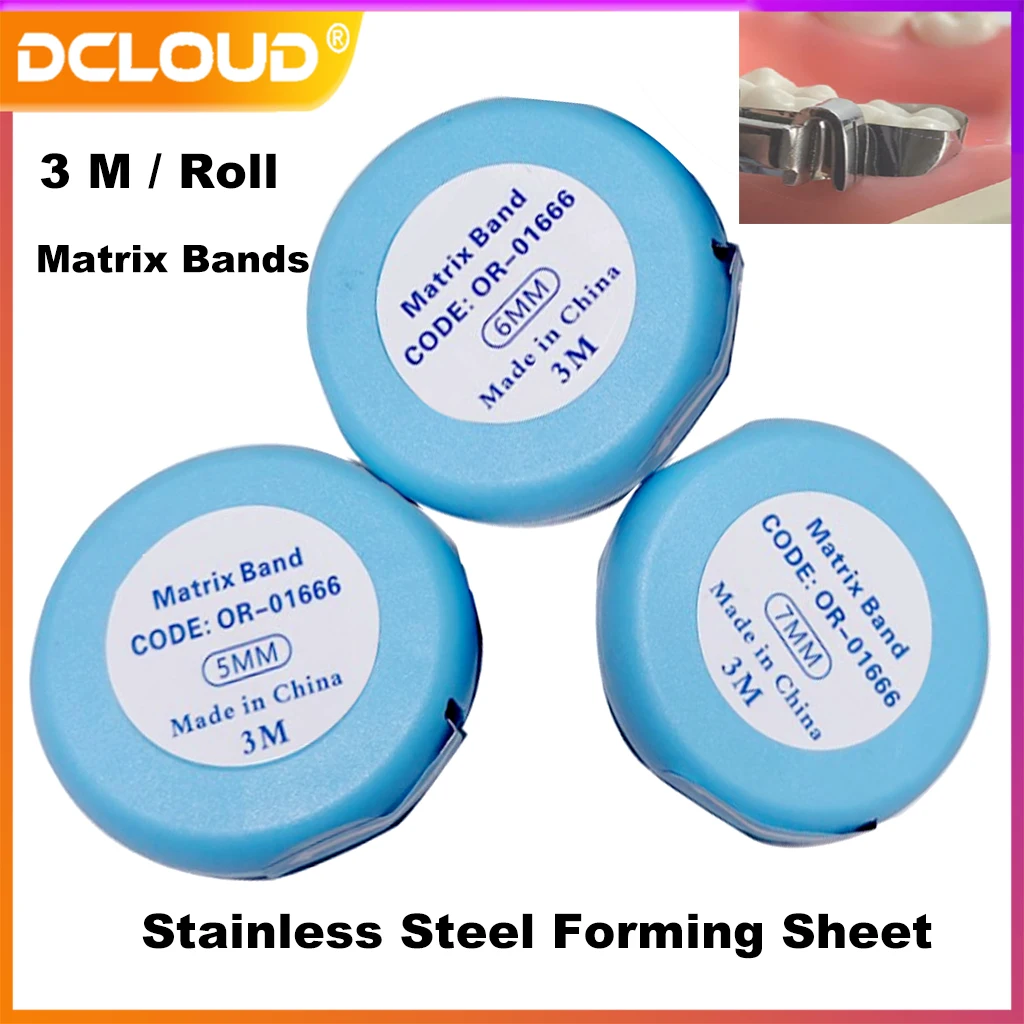 3M Stainless Steel Dental Matrix Bands 5/6/7mm Strip Teeth Restoration Molding Sheet Bands Dentistry Materials Dentist Care Tool