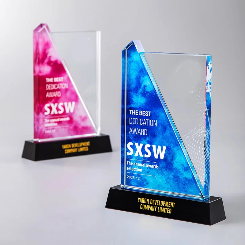 

Customized Crystal Trophy, Color Printing Prize Sports Annual Meeting Awards Outstanding Employee Souvenir, Home Decoration, 1Pc