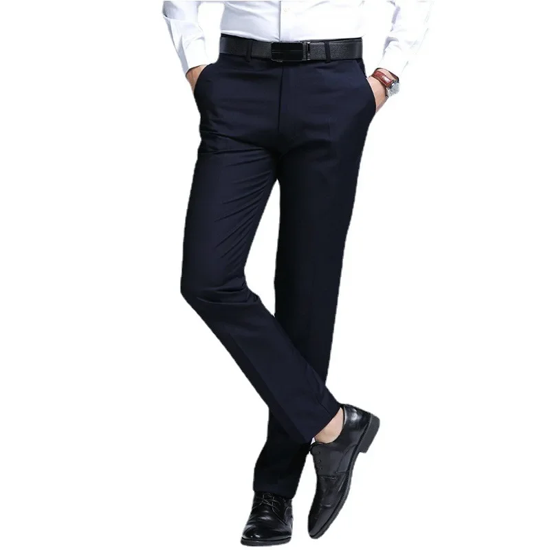 2024 New Summer Suit Pants for Men Fashion Straight Mens Suit Pants Men's Formal Pants Loose Fitting Work Best Man Clothing