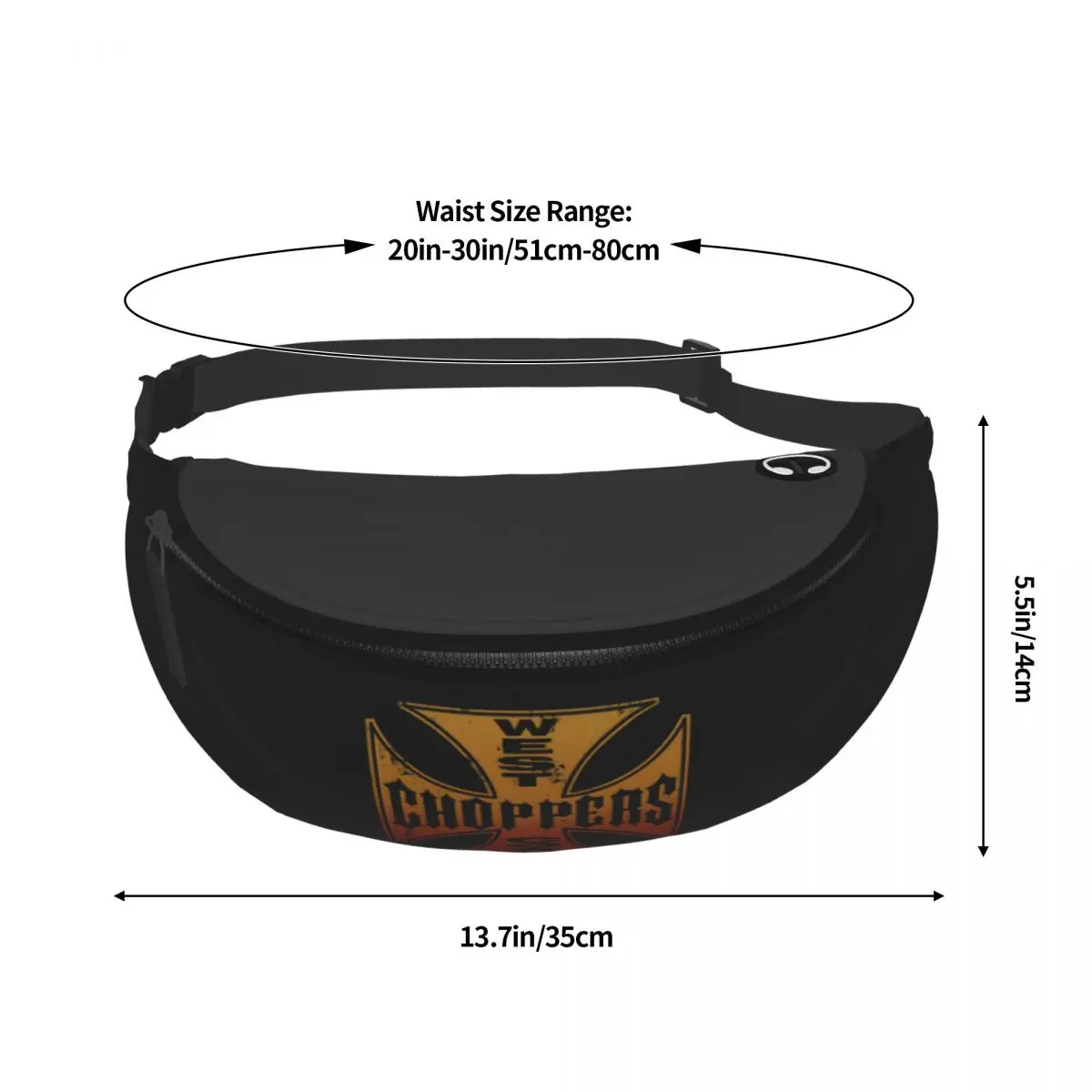 Gepersonaliseerde Westkust Chopper Iron Cross 2 Fanny Pack Voor Mannen Vrouwen Cool Crossbody Heuptas Reizen Telefoon Geld Pouch