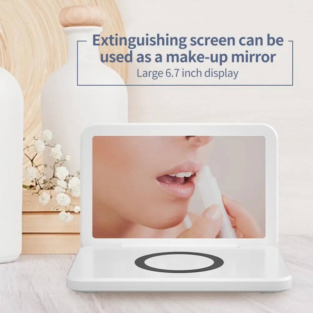 กระจกที่ชาร์จมือถือแบบไร้สาย LED แบบชาร์จไฟได้5 W/7.5W/15 W ที่ชาร์จแบบไร้สายโทรศัพท์สำหรับใช้ในบ้านประเภท C ใช้งานได้จริง