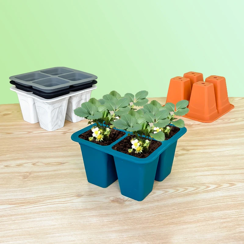 4 Holes Silicone Seed nursery tray, greenhouse germination and growth tray, lawn, gardening, agricultural plant germi