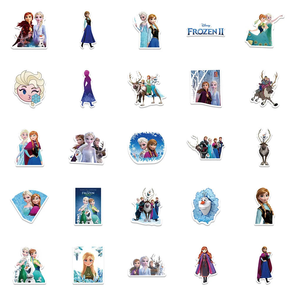 10/30/50pcs Cute Disney Frozen Anime Stickers Princess Anna Elsa Cartoon Girls Decals Phone Guitar Notebook PVC Graffiti Sticker