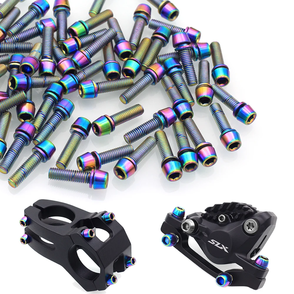 Mountain road bicycle galvanized colorful steel screws, disc brake handle fixed vertical disc brake seat fixed screws