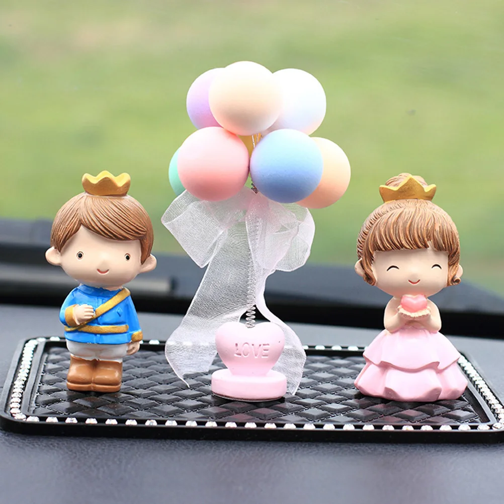 

2Pcs Clay Balloons Car Dashboard Decor Shaking Head Ornaments Colorful Balloons Random Ribbon Car Interior Display Decoration